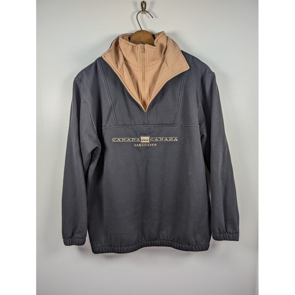 Vintage 90s Vancouver Canada‎ Sweatshirt Men's Size Large 1/4 Zip Travel Preppy